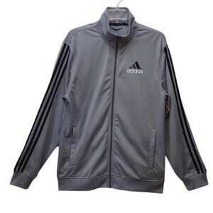 Adidas Men's Gray Full Zip LS Badge Of Honor 3 Stripe Track Jacket
